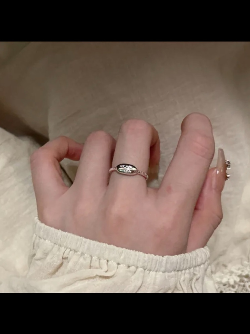 2393-80 NWT 925 Sterling Silver "As You Wish" Engraved Adjustable Ring